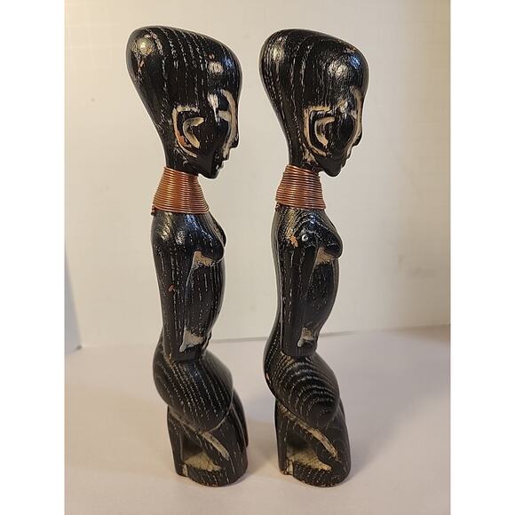 2 African Baule Tribal Fertility Figures Wood Hand Carved Waka Sona - Picture 4 of 9